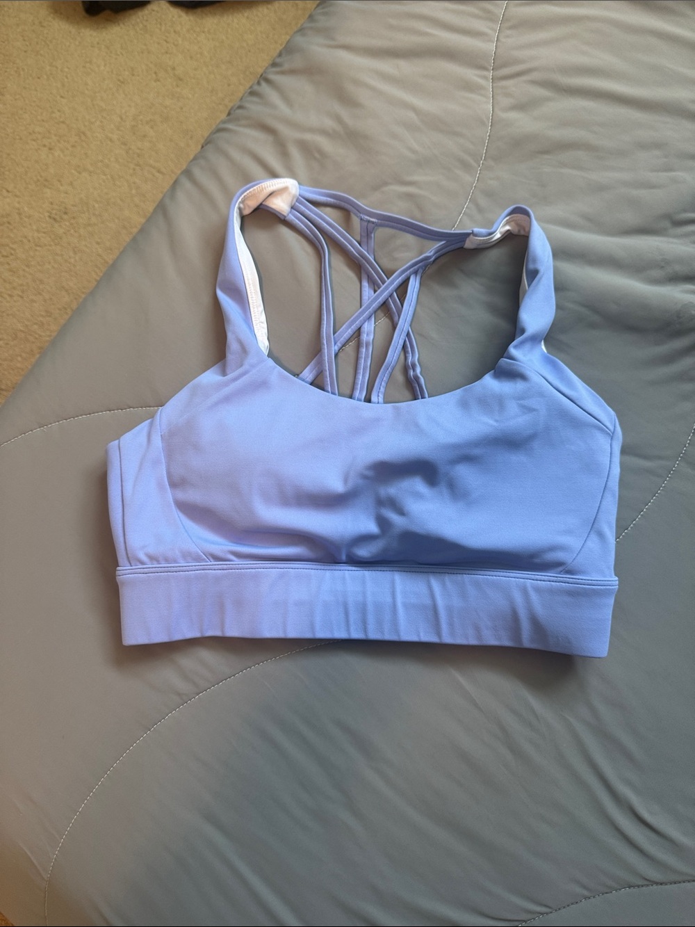 ZYIA Lavender Strappy Sports Bra with Crisscross Back